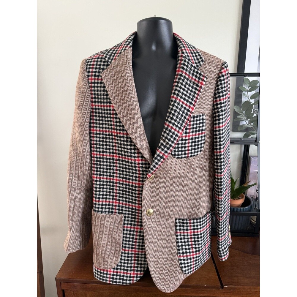 Rowing Blazers x Target Mixed Pattern Blazer Herringbone Wool Size M